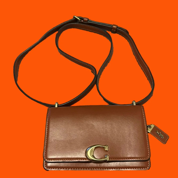 Coach Cognac Brown Bandit Shoulder Bag Leather Mini Bag Convertible Crossbody - Picture 1 of 11